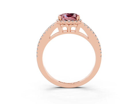 Rose gold Cushion Cut Morganite Halo Split Shank Engagement Ring_15