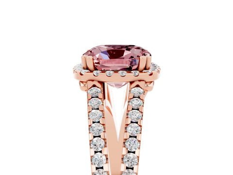 Rose gold Cushion Cut Morganite Halo Split Shank Engagement Ring_17