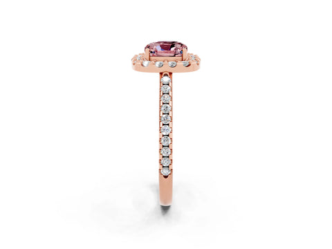 Rose gold Cushion Cut Morganite Pavé Halo Ring with Four-Prong Setting_14
