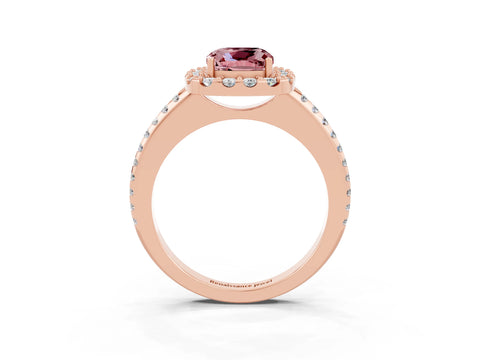 Rose gold Cushion Cut Morganite Pavé Halo Ring with Four-Prong Setting_15