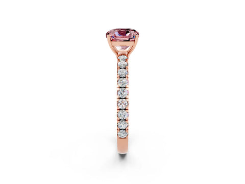 Rose gold Cushion Cut Morganite Pavé Solitaire Engagement Ring with Four-Prong Setting_14