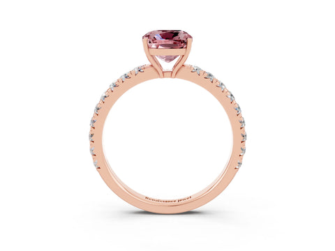 Rose gold Cushion Cut Morganite Pavé Solitaire Engagement Ring with Four-Prong Setting_15