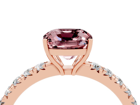 Rose gold Cushion Cut Morganite Pavé Solitaire Engagement Ring with Four-Prong Setting_16