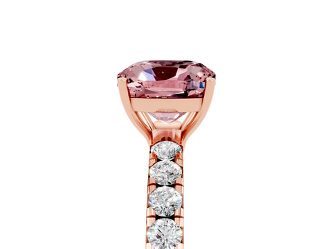 Rose gold Cushion Cut Morganite Pavé Solitaire Engagement Ring with Four-Prong Setting_17