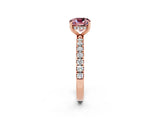 Rose gold Cushion Cut Morganite Pave Band Solitaire Ring with Four-Prong Setting_26