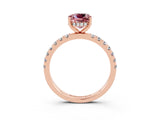 Rose gold Cushion Cut Morganite Pave Band Solitaire Ring with Four-Prong Setting_27