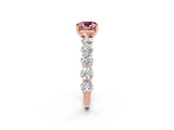 Rose gold Cushion Cut Morganite Prong Setting with Side Stones on a Pave Band_2