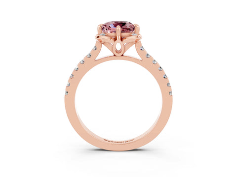 Rose gold Cushion Cut Morganite Ring with Pavé Band and Floral Prong Setting_3