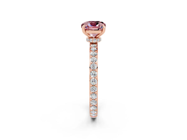 Rose gold Cushion Cut Morganite Pavé Engagement Ring with Round  Accents and Prong Setting