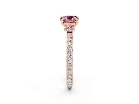 Rose gold Cushion Cut Morganite Ring with Pavé Band and Four-Prong Setting_2