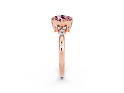 Rose gold Cushion Cut Morganite Ring with Side Stones and Four-Prong Setting_38