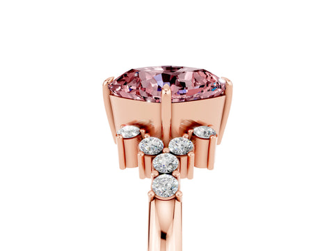 Rose gold Cushion Cut Morganite Ring with Side Stones and Four-Prong Setting_41