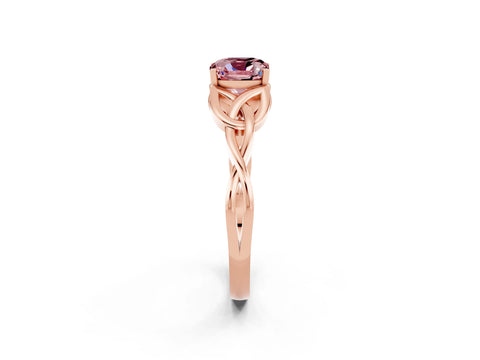 Rose gold Cushion Cut Morganite Solitaire Celtic Knot Ring with Four-Prong Setting_14