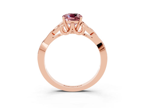 Rose gold Cushion Cut Morganite Solitaire Celtic Knot Ring with Four-Prong Setting_15