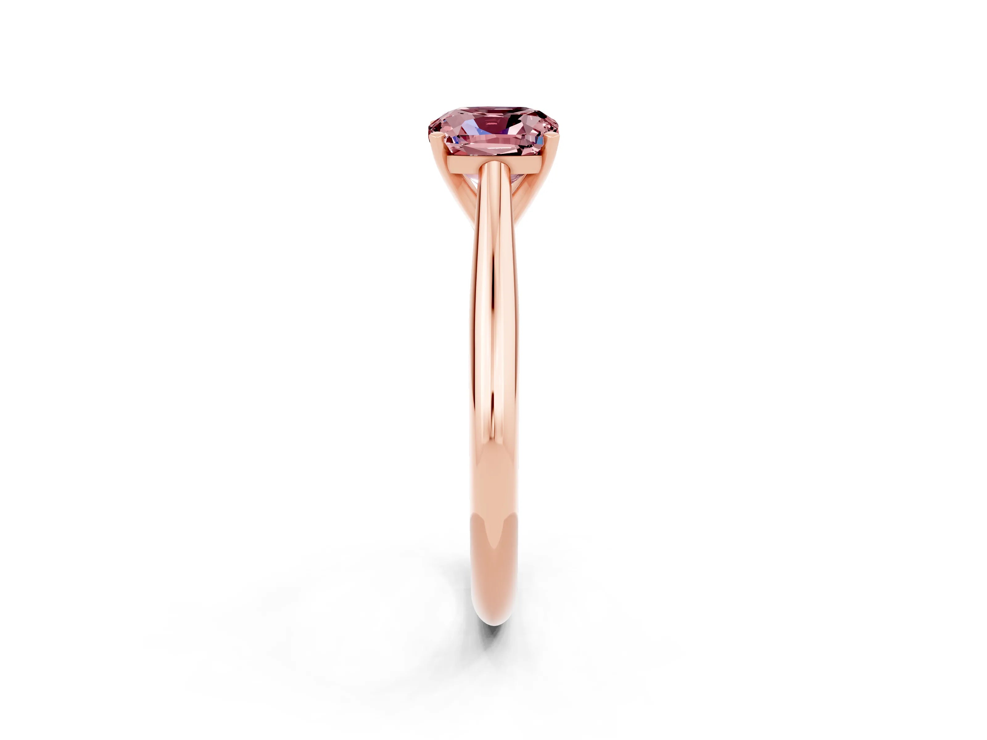 Rose gold Cushion Cut Morganite Solitaire Engagement Ring with Cathedral Setting and Four-Prong Mount_14