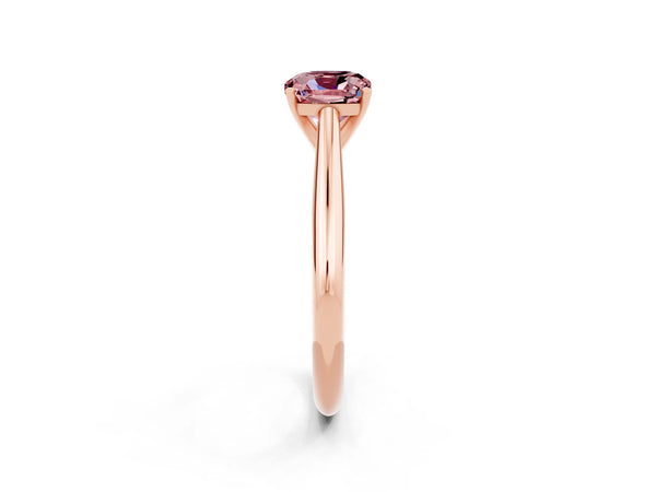 Rose gold Cushion Cut Morganite Solitaire Engagement Ring with Cathedral Setting and Four-Prong Mount