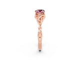 Rose gold Cushion Cut Morganite Solitaire Engagement Ring with Celtic Knot Band and Four-Prong Setting_2