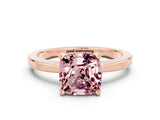 Rose gold Cushion Cut Morganite Solitaire Engagement Ring with Classic Band and Four-Prong Setting_24