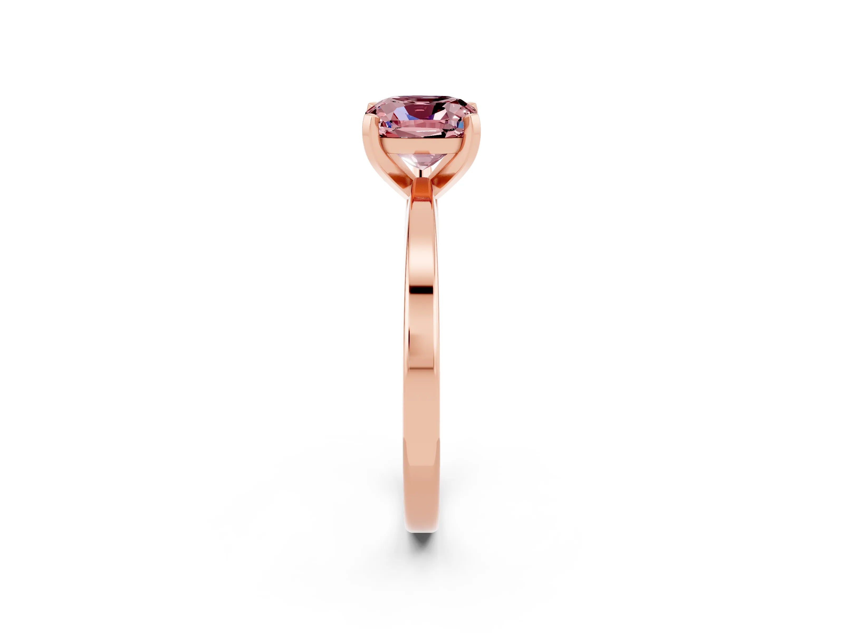 Rose gold Cushion Cut Morganite Solitaire Engagement Ring with Classic Band and Four-Prong Setting_26