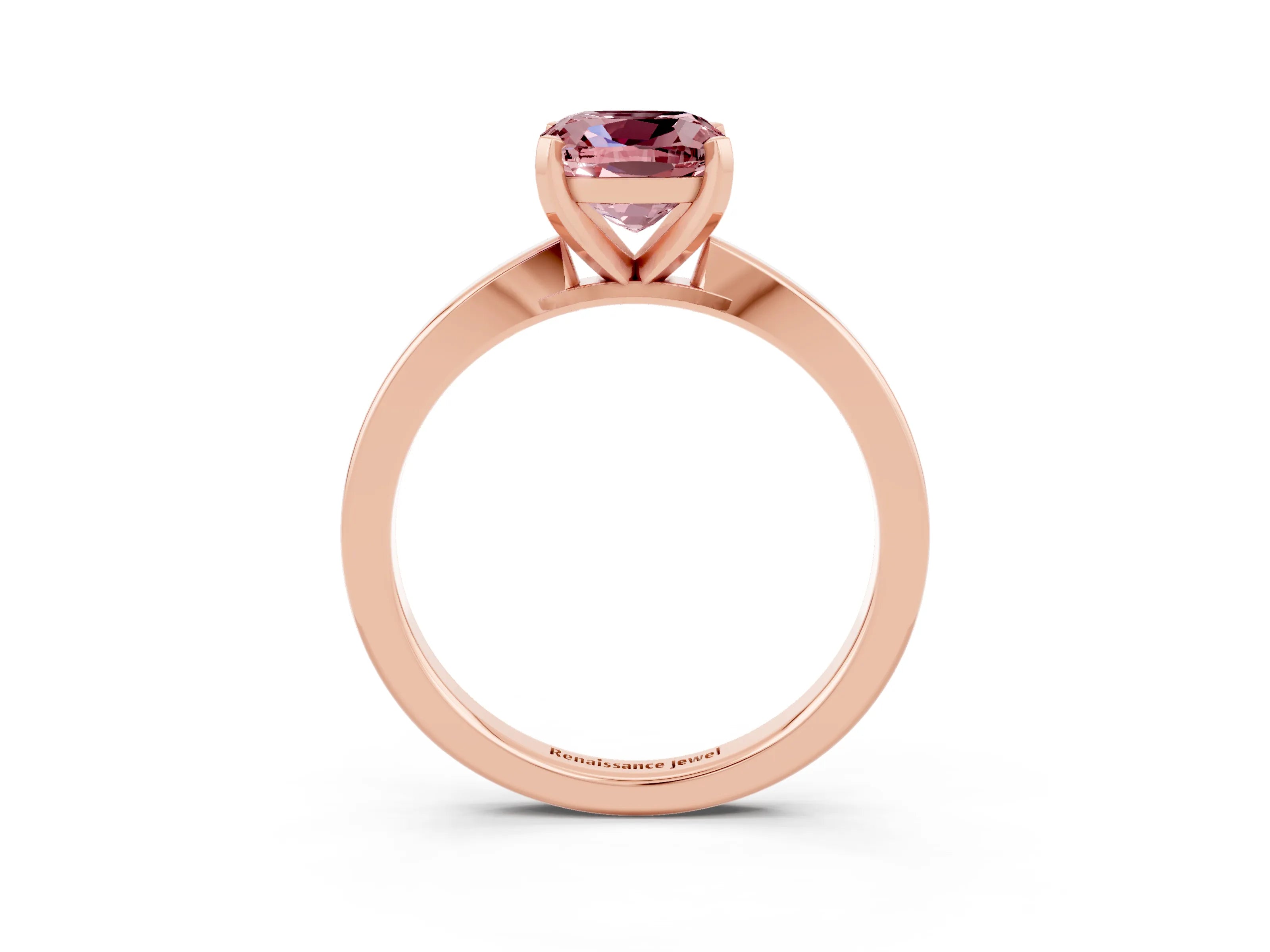 Rose gold Cushion Cut Morganite Solitaire Engagement Ring with Classic Band and Four-Prong Setting_27