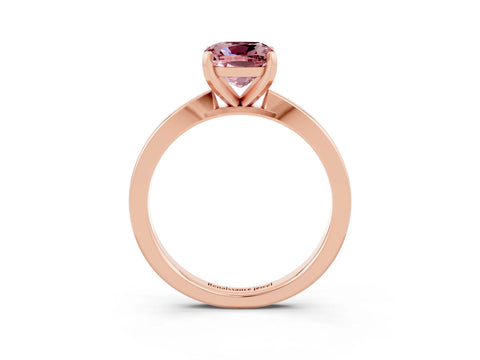 Rose gold Cushion Cut Morganite Solitaire Engagement Ring with Classic Band and Four-Prong Setting_27