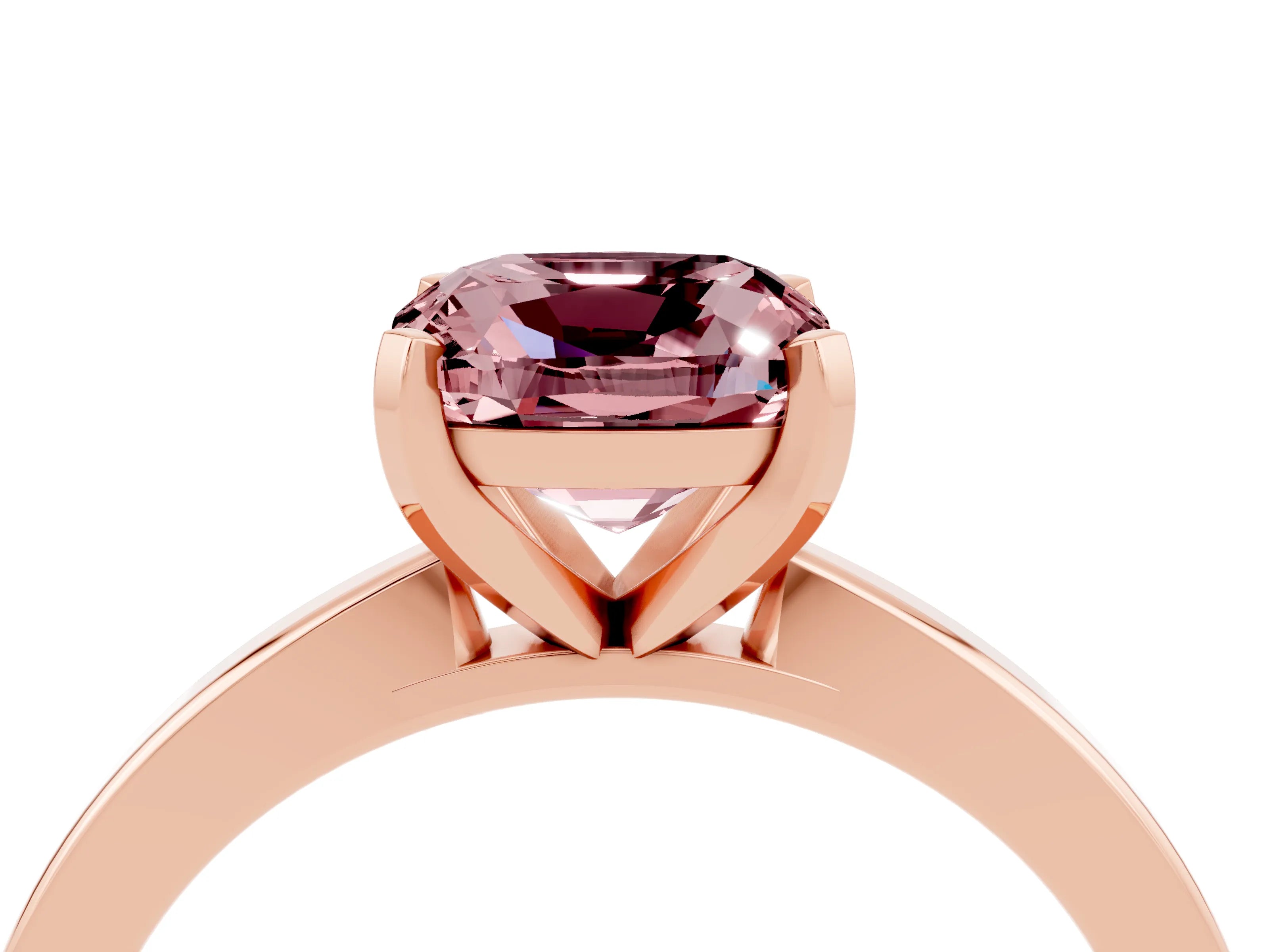Rose gold Cushion Cut Morganite Solitaire Engagement Ring with Classic Band and Four-Prong Setting_28