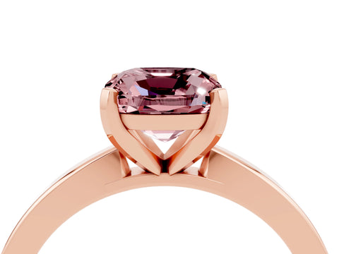 Rose gold Cushion Cut Morganite Solitaire Engagement Ring with Classic Band and Four-Prong Setting_28