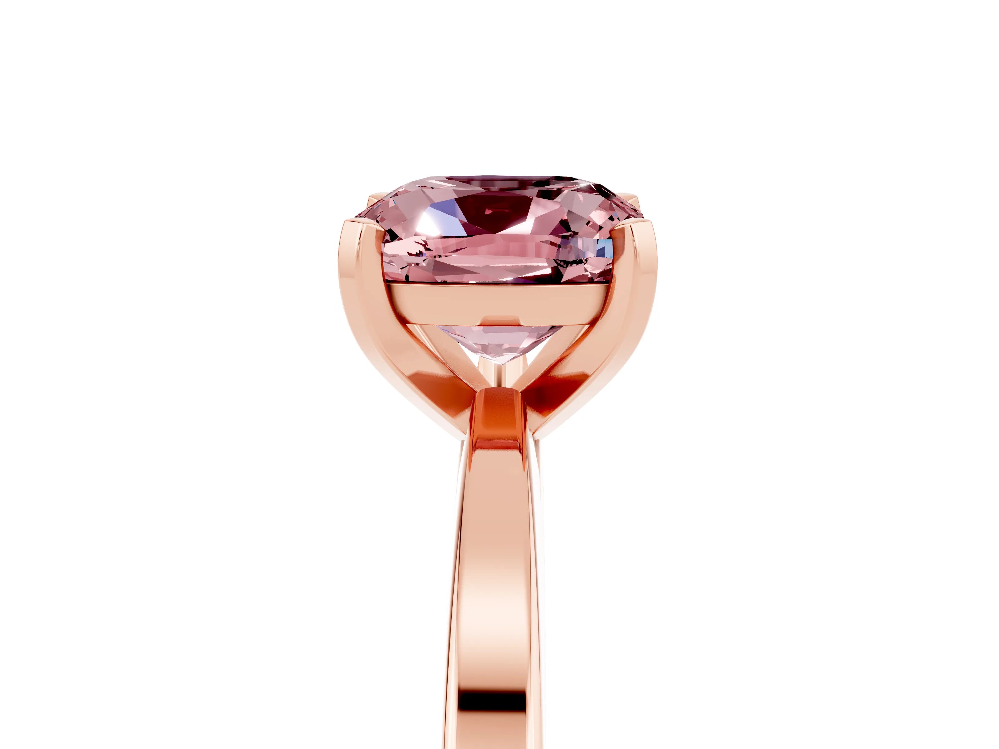 Rose gold Cushion Cut Morganite Solitaire Engagement Ring with Classic Band and Four-Prong Setting_29