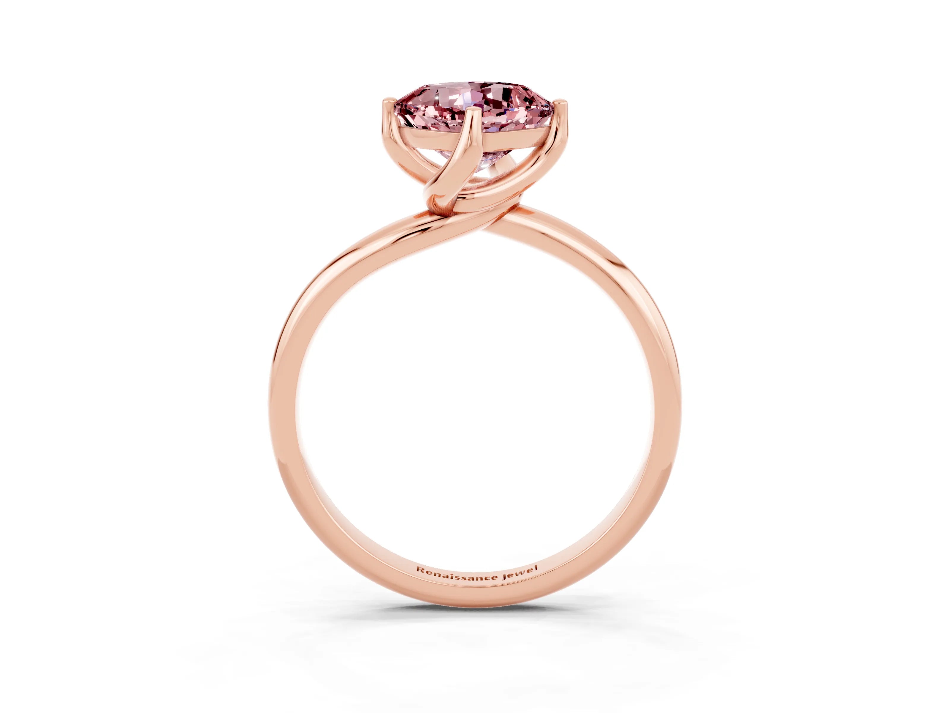 Rose gold Cushion Cut Morganite Solitaire Engagement Ring with Four-Prong Setting and Classic Band_15