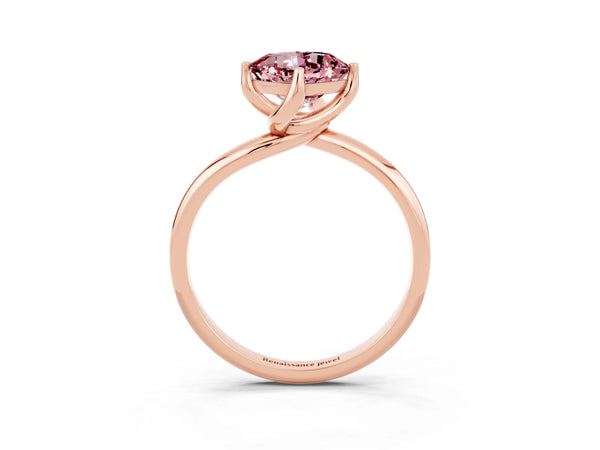 Rose gold Cushion Cut Morganite Solitaire Engagement Ring with Four-Prong Setting and Classic Band