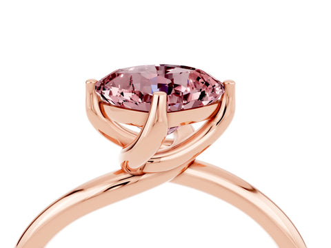Rose gold Cushion Cut Morganite Solitaire Engagement Ring with Four-Prong Setting and Classic Band_16