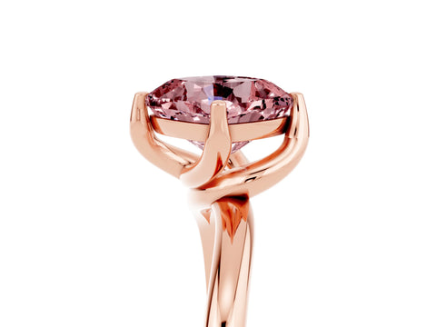 Rose gold Cushion Cut Morganite Solitaire Engagement Ring with Four-Prong Setting and Classic Band_17