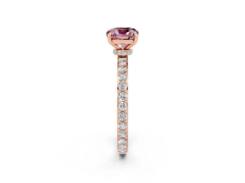 Rose gold Cushion Cut Morganite Solitaire Engagement Ring with Pavé Band and Four-Prong Setting_2