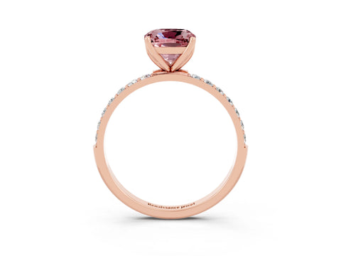 Rose gold Cushion Cut Morganite Solitaire Engagement Ring with Pavé Band and Prong Setting_3