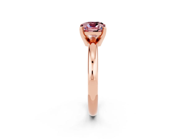 Rose gold Cushion Cut Morganite Solitaire Engagement Ring with Round Band and Four-Prong Setting