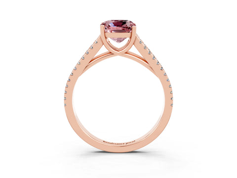 Rose gold Cushion Cut Morganite Solitaire Engagement Ring with Split Shank Pavé Band_3