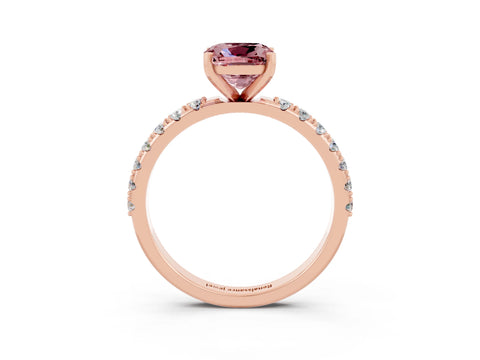 Rose gold Cushion Cut Morganite Solitaire Pavé Band with Four-Prong Setting_3