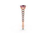 Rose gold Cushion Cut Morganite Solitaire Ring with Cathedral Setting and Pavé Band_2