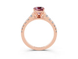 Rose gold Cushion Cut Morganite Solitaire Ring with Cathedral Setting and Pavé Band_3