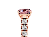 Rose gold Cushion Cut Morganite Solitaire Ring with Cathedral Setting and Pavé Band_5