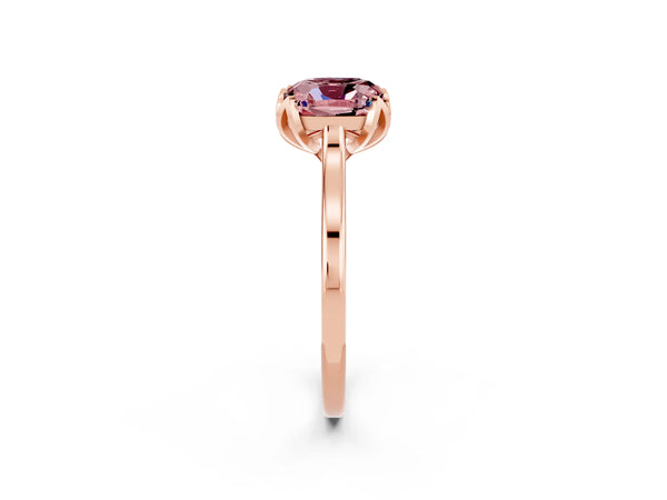 Rose gold Cushion Cut Morganite Solitaire Ring with Flower Prong Setting and Classic Band