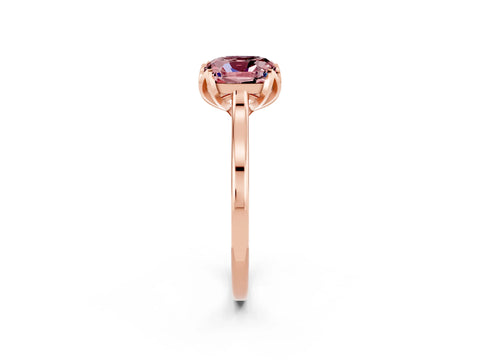 Rose gold Cushion Cut Morganite Solitaire Ring with Flower Prong Setting and Classic Band_14