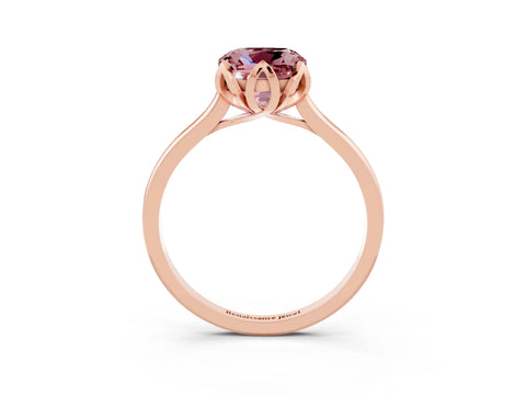 Rose gold Cushion Cut Morganite Solitaire Ring with Flower Prong Setting and Classic Band_15