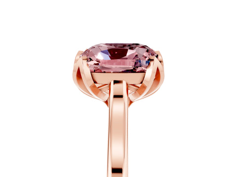 Rose gold Cushion Cut Morganite Solitaire Ring with Flower Prong Setting and Classic Band_17