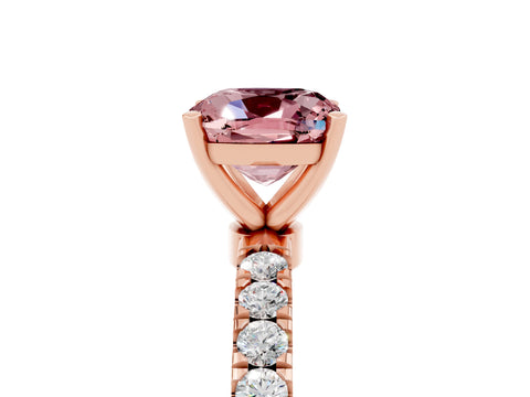 Rose gold Cushion Cut Morganite Solitaire Ring with Pavé Accents and Four-Prong Setting_5