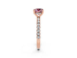 Rose gold Cushion Cut Morganite Solitaire Ring with Pavé Band and Four-Prong Setting_14