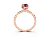 Rose gold Cushion Cut Morganite Solitaire Ring with Pavé Band and Four-Prong Setting_15