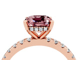 Rose gold Cushion Cut Morganite Solitaire Ring with Pavé Band and Four-Prong Setting_16