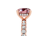 Rose gold Cushion Cut Morganite Solitaire Ring with Pavé Band and Four-Prong Setting_17