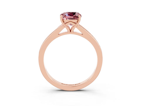 Rose gold Cushion Cut Morganite Solitaire Ring with Pavé Band and Prong Setting_3